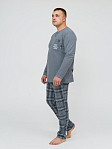 Пижама мужская Олимп дл.рукав серый/клетка