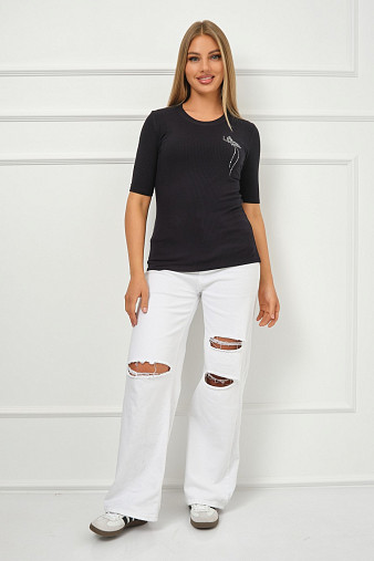 Лонгслив женский Вираж лапша черный