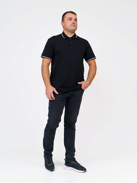 Поло мужское ПИКЕ черный  М5246