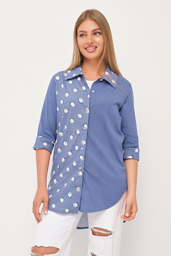 Рубашка Асимметрия джинс/горох
