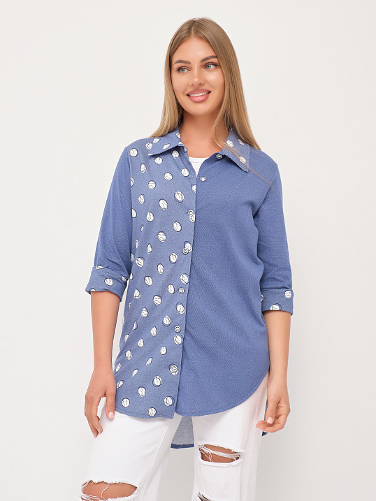 Рубашка Асимметрия джинс/горох