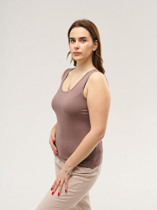 Майка вискозная однотонная шоколад