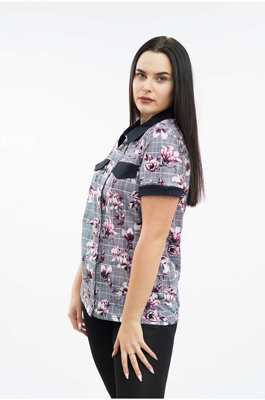 Рубашка Акцент цветы/клетка