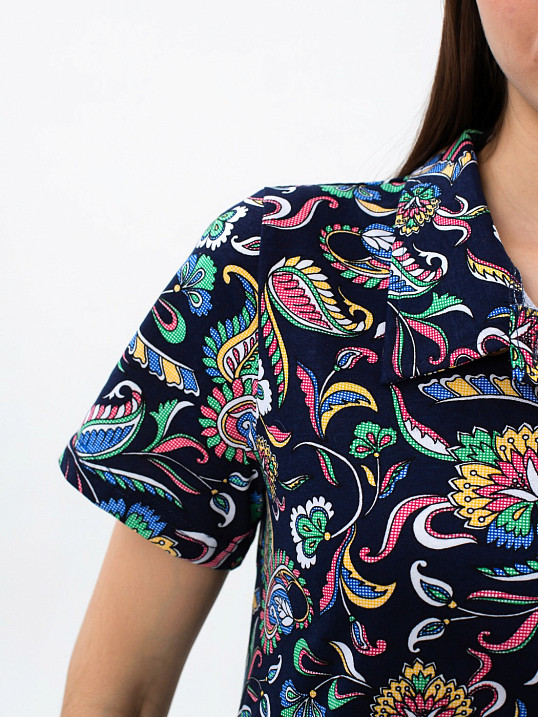 Халат Анна синий/узор