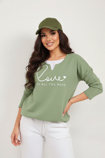 Свитшот женский Шрифт фисташка