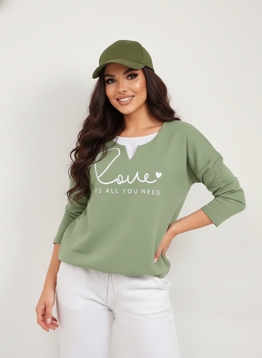 Свитшот женский Шрифт фисташка