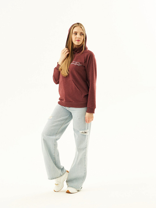 Толстовка женская ТЖФ-06 бордо/меланж