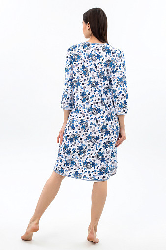 Ночная сорочка Камелия набивная белый/василек