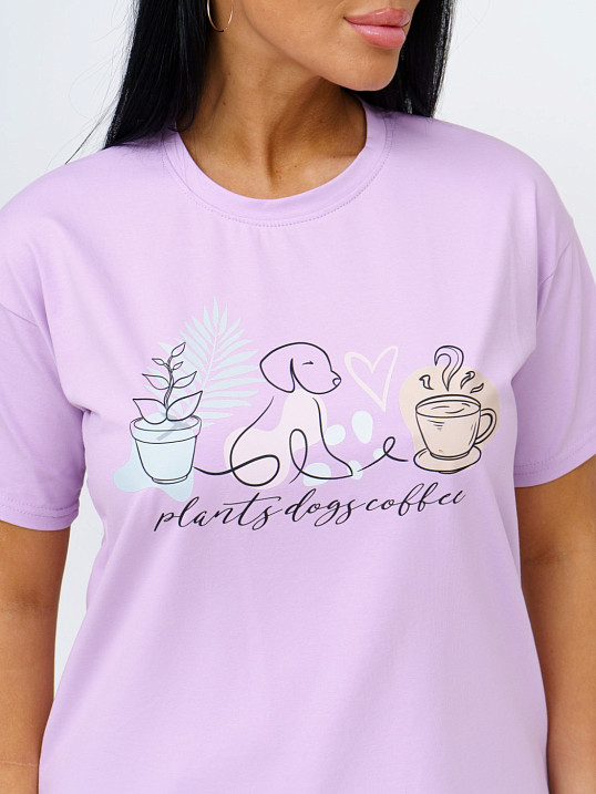 Футболка женская Смайл лаванда