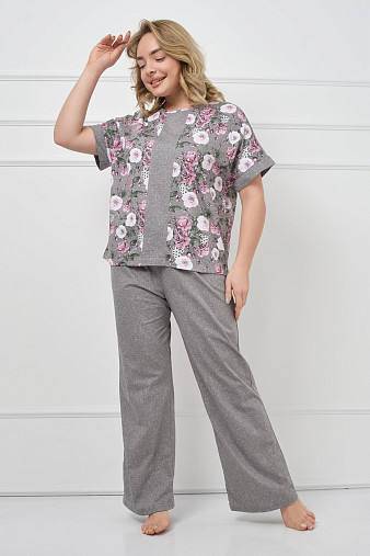 Костюм Моника серый/цветы