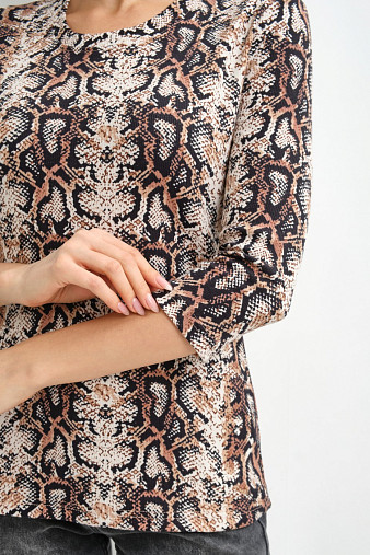 Лонгслив Флирт коричневый/питон