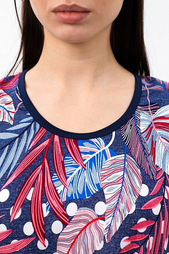 Футболка женская с карманами индиго/горох