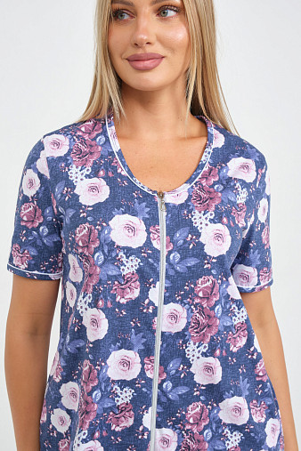 Халат Лотос набивка джинс/цветы